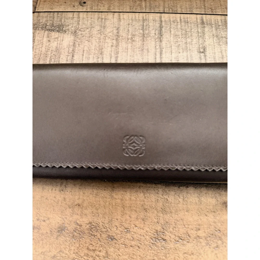 Loewe Wallet Womens Brown Leather Continental Tassel Zip Anagram Logo Spain